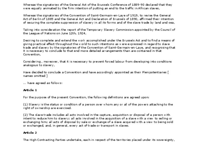 Slavery Convention
Signed at Geneva on 25 September 1926 PDF file screenshot