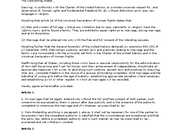 Convention on Consent to Marriage, Minimum Age for Marriage and Registration of Marriages PDF file screenshot