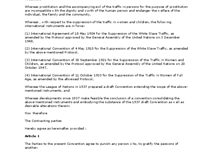 Convention for the Suppression of the Traffic in Persons and of the Exploitation of the Prostitution of Others PDF file screenshot
