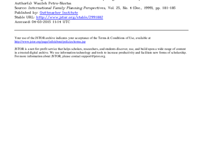 Men's Knowledge of and Attitudes Toward Birthspacing and Contraceptive Use in Jordan PDF file screenshot