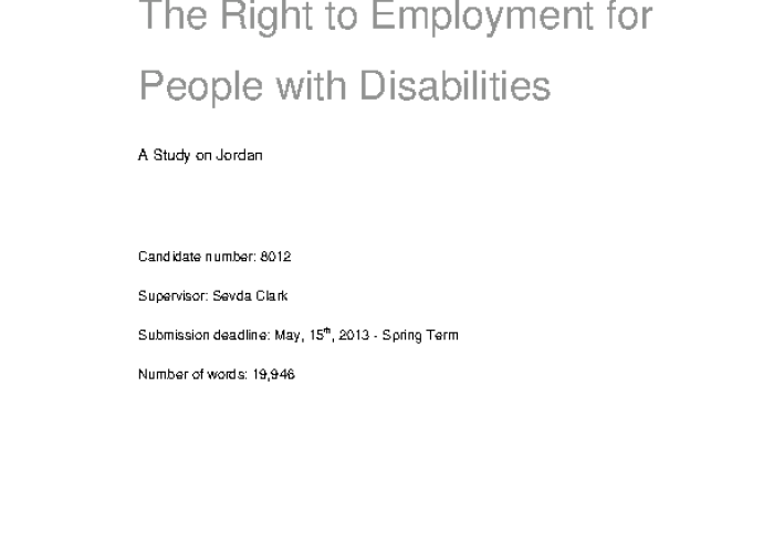The Right to Employment for People with Disabilities: A Study of Jordan PDF file screenshot