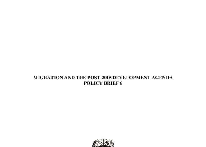 Migration and the Post-2015 Development Agenda - Policy Brief PDF file screenshot