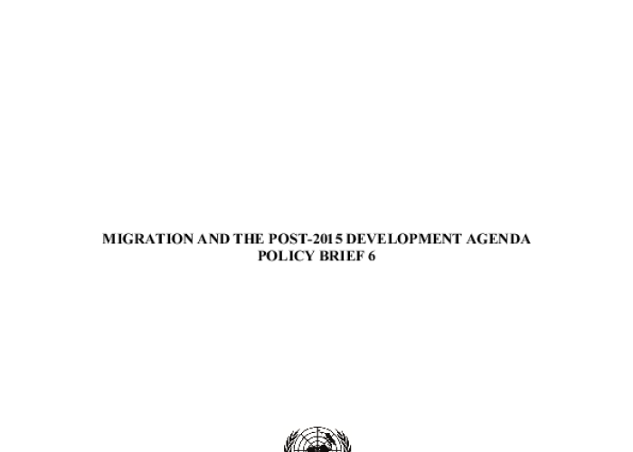 Migration and the Post-2015 Development Agenda - Policy Brief  PDF file screenshot