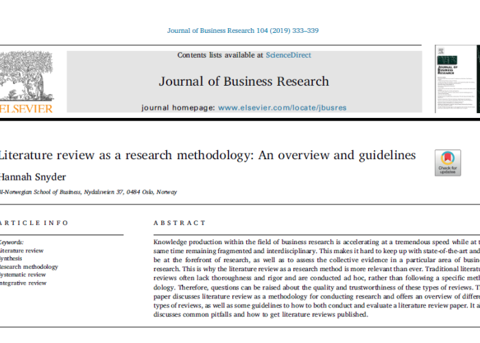 Literature review as a research methodology: An overview and guidelines